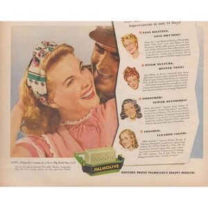 Vintage‎ 1945 Palmolive Soap Print Ad Lovelier Skin Beauty WW2 Era Cosmetics